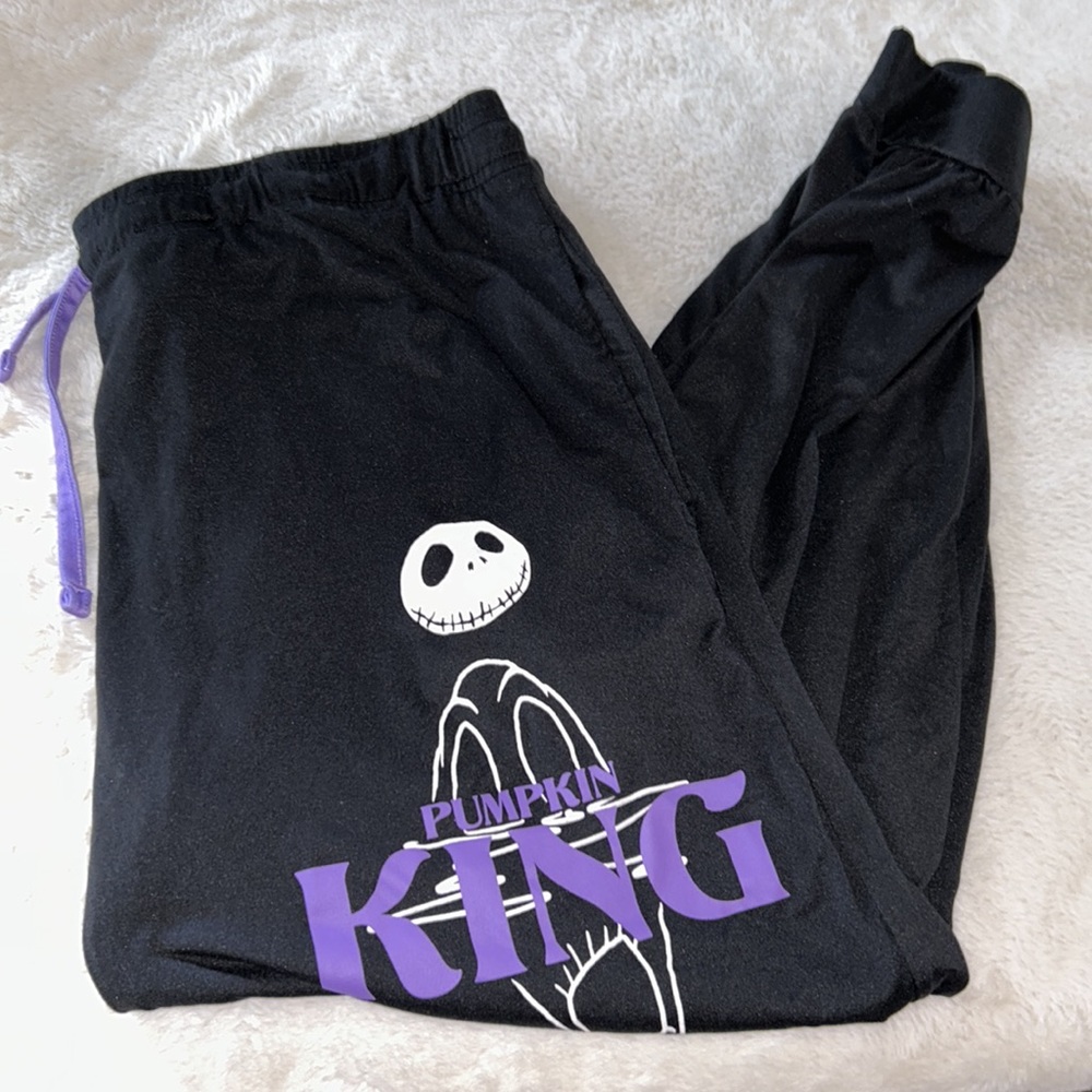 XL Disney nightmare before Christmas pumpkin king pajama purple black pants